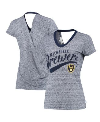 Touch Women's Navy Milwaukee Brewers Hail Mary V-Neck Back Wrap T-shirt -  Macy's