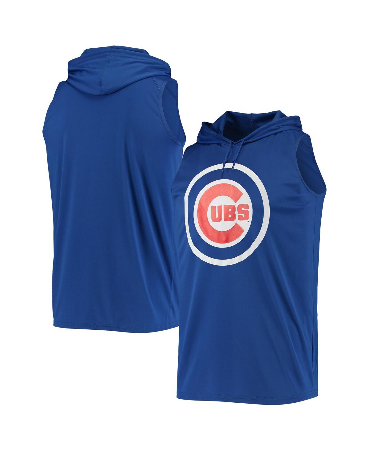 Shop Stitches Men's  Royal Chicago Cubs Sleeveless Pullover Hoodie