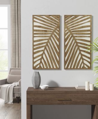 Birch Palms Carved Wall Panel Set, 2 Piece