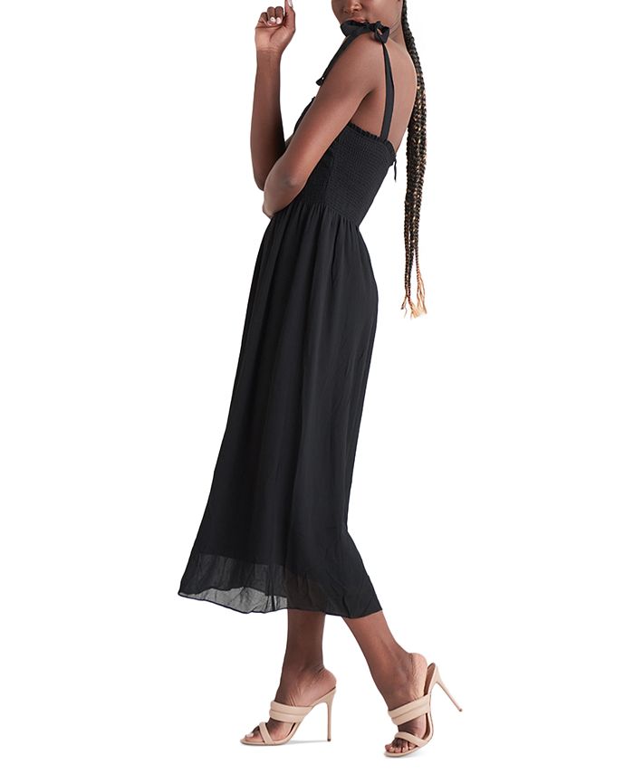 Black Tape Tie-Shoulder Smocked Maxi Dress - Macy's
