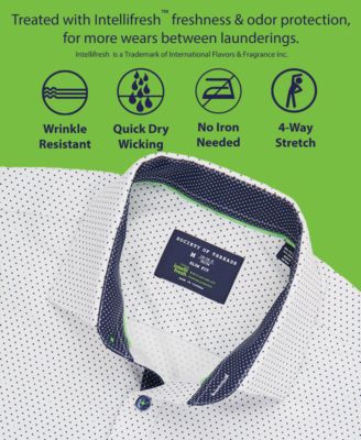 Men's Slim Fit Non-Iron Floral-Print Performance Stretch Dress Shirt