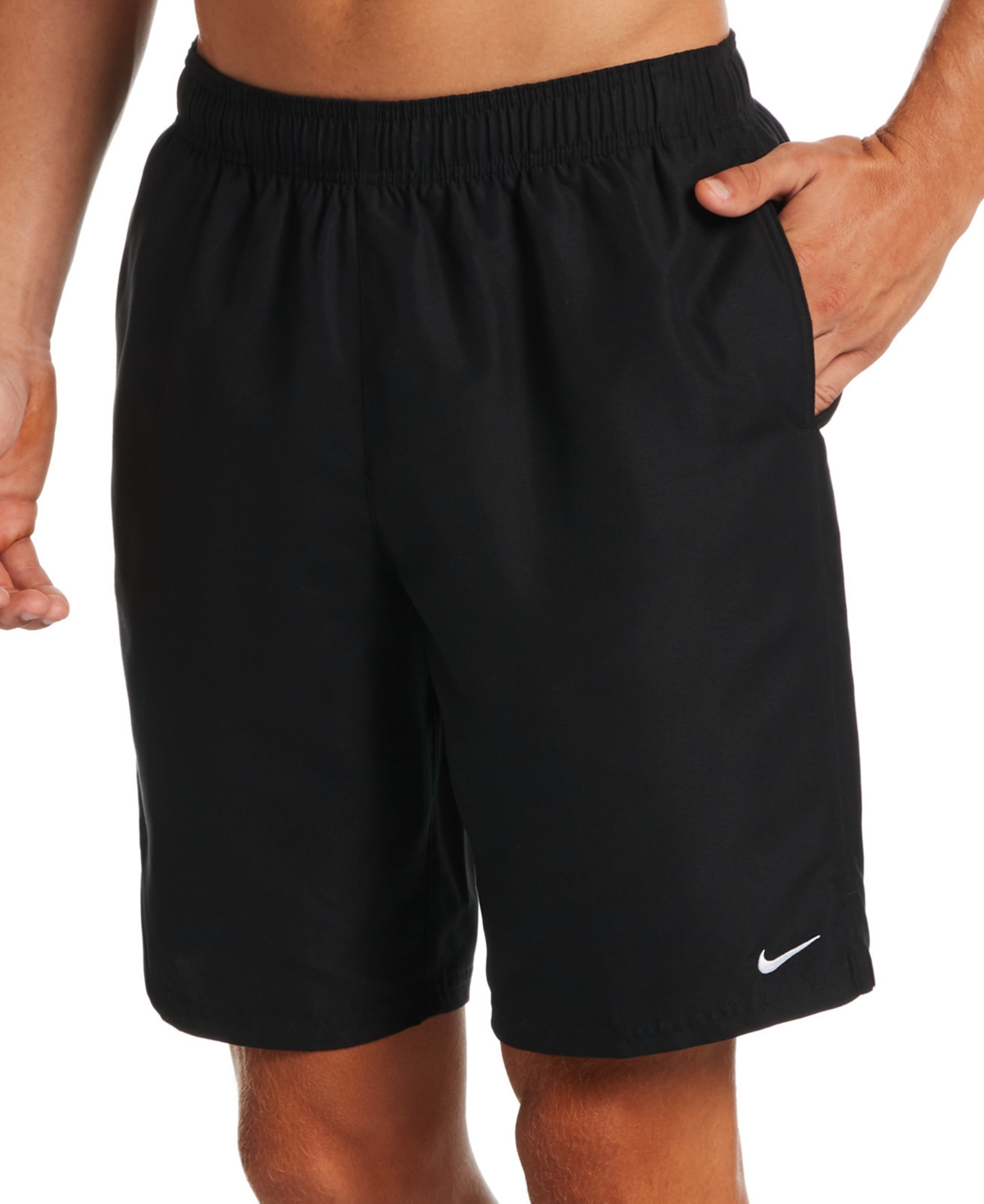 Shop Nike Men's Big & Tall Essential Lap Dwr Solid 9" Swim Trunks In Black