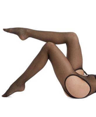 Women's Lace Trim Sheer Sexy Suspender Pantyhose