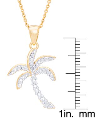Diamond Accent Palm Tree Pendant 18" Necklace in 14K Gold Plate