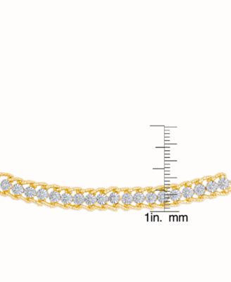 Diamond Accent Rope Edge Adjustable Bolo Bracelet in 14K Gold Plate