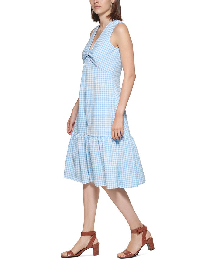 Calvin Klein Gingham Printed Midi Dress Black Anne Klein Gingham Dress  Gingham Print Anne Klein Gingham