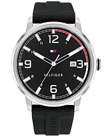 Men's Black Silicone Strap Watch 46mm, Created for Macy's