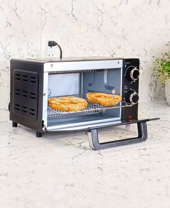 Total Chef 4Slice Toaster Oven, 1000W, Black Compact Countertop Oven