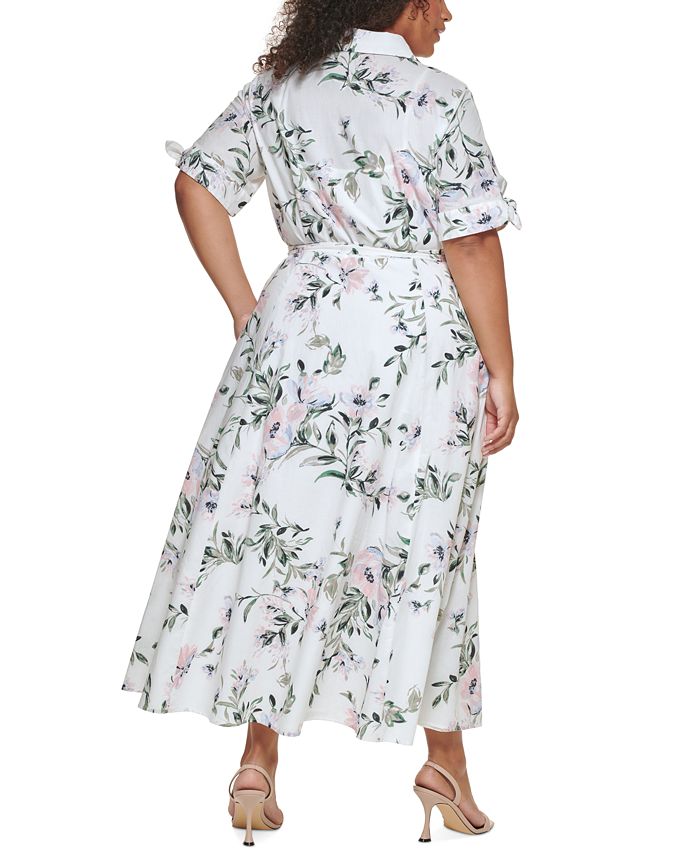 Calvin Klein Plus Size Floral-Print Shirtdress - Macy's