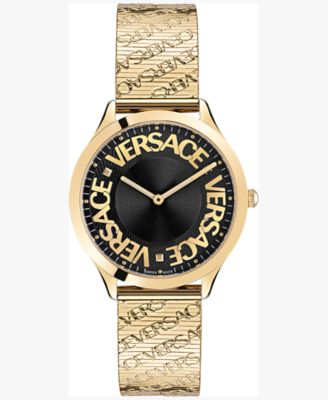 Versace - Women's Swiss Logo Halo Gold Ion Plated Stainless Steel Bracelet Watch 38mm
