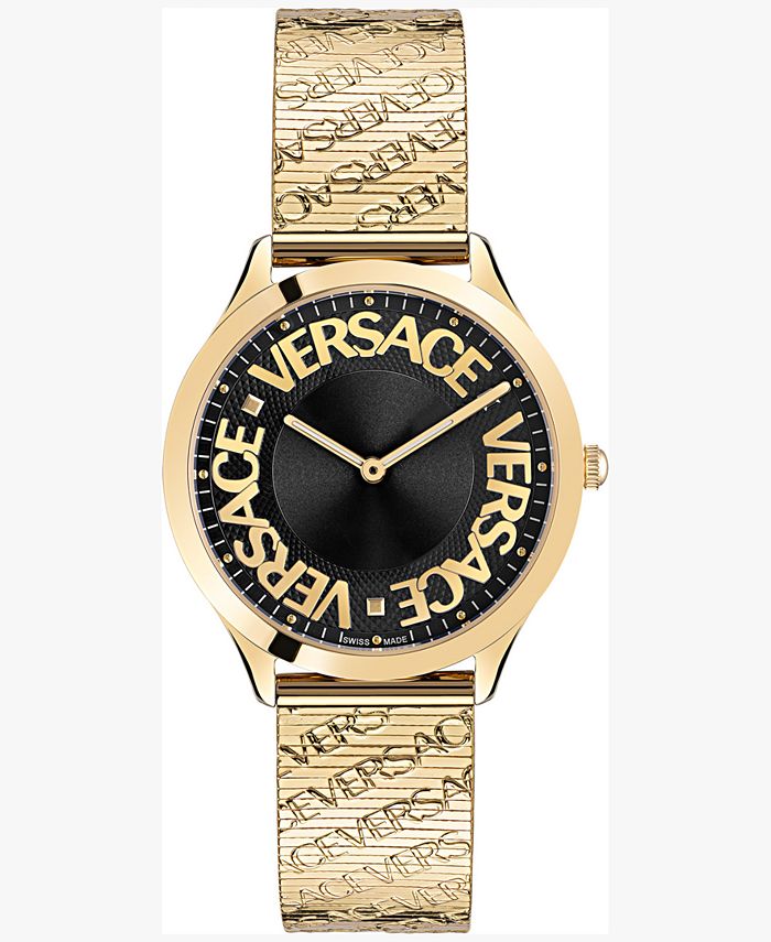 Versace - Women's Swiss Logo Halo Gold Ion Plated Stainless Steel Bracelet Watch 38mm