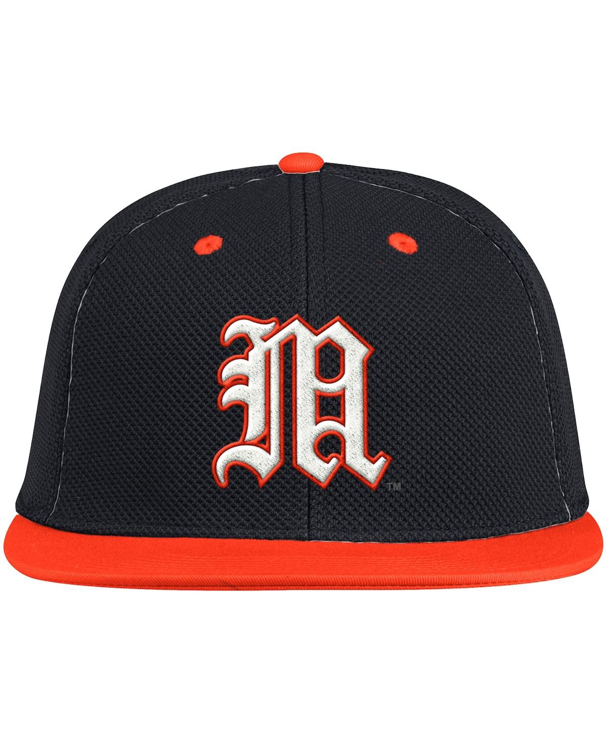 Adidas Originals Men's Adidas Black, Orange Miami Hurricanes On-field Baseball Fitted Hat In Black,orange