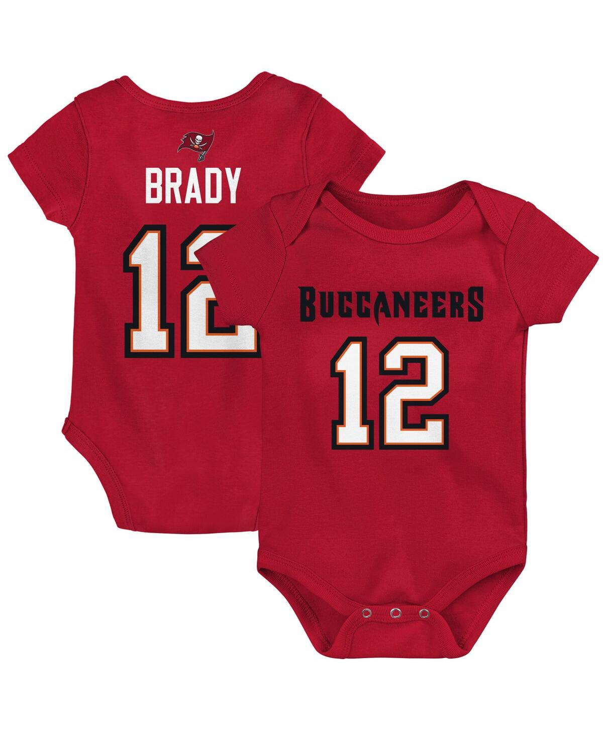 Newborn Boys and Girls Tom BradyTampa Bay Buccaneers Mainliner Player Name and Number Bodysuit - Red