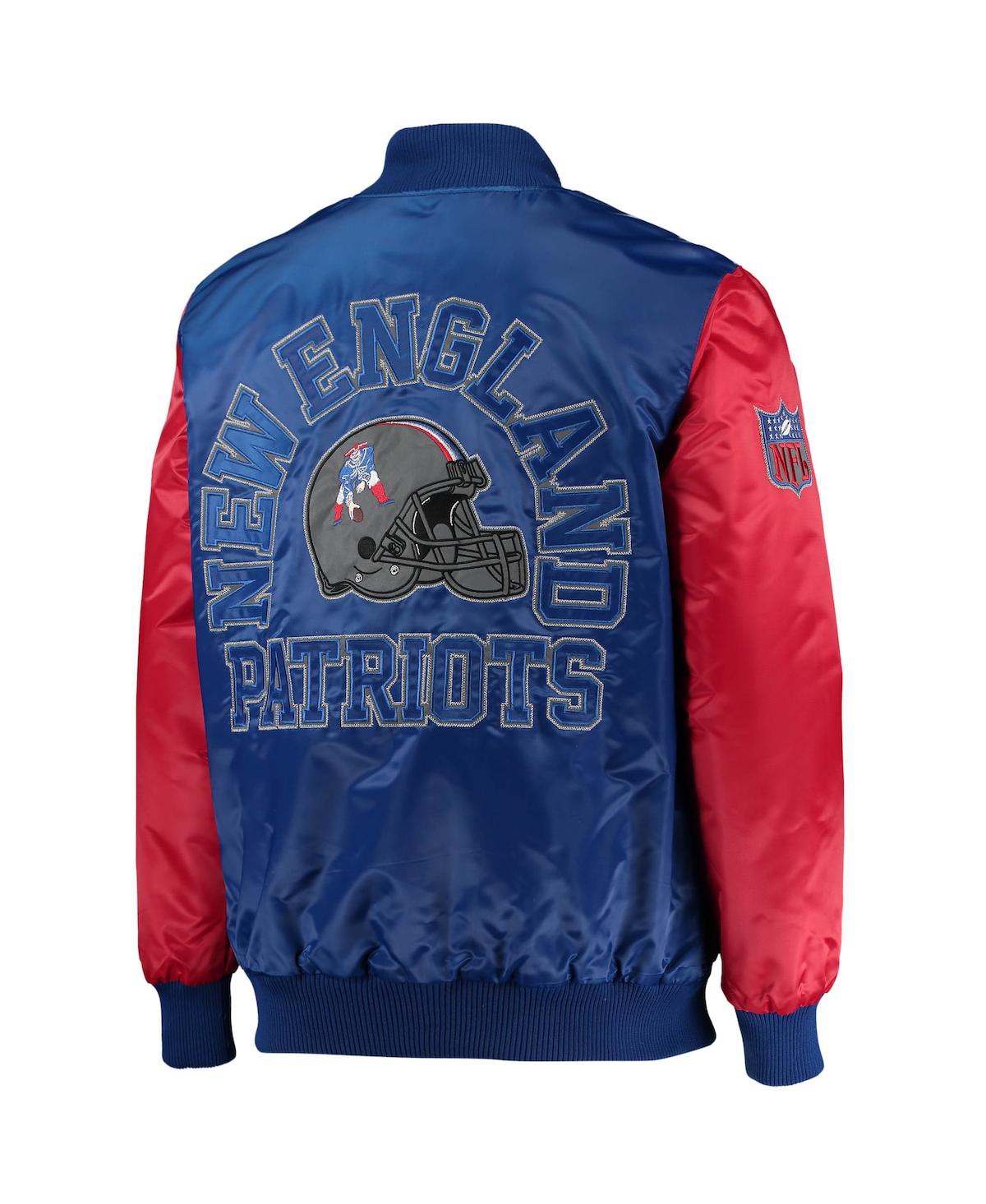 Starter Men's  Royal, Red New England Patriots Locker Room Throwback Satin Varsity Full-snap Jacket In Royal,red