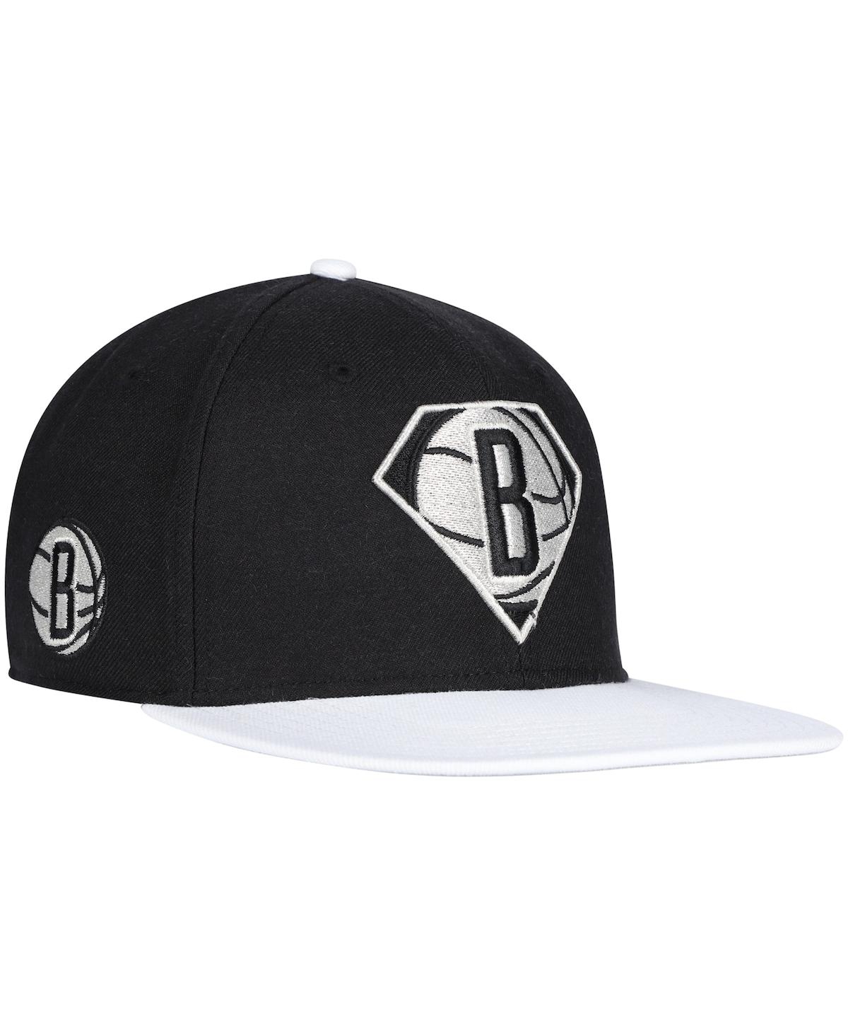 47 Brand Men's '47 Black, White Brooklyn Nets 75th Anniversary Carat Captain Snapback Hat In Black,white