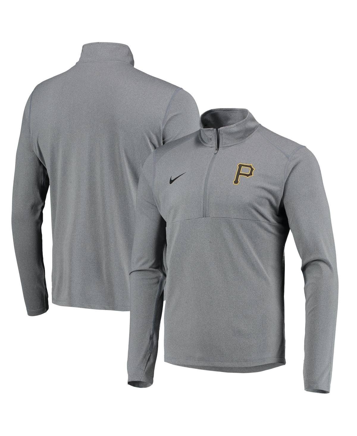 Men's Nike Heathered Gray Pittsburgh Pirates Team Logo Element Performance Half-Zip Sweatshirt