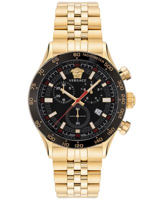 Versace - Men's Swiss Chronograph Hellenyium Gold Ion Plated Bracelet Watch 44mm