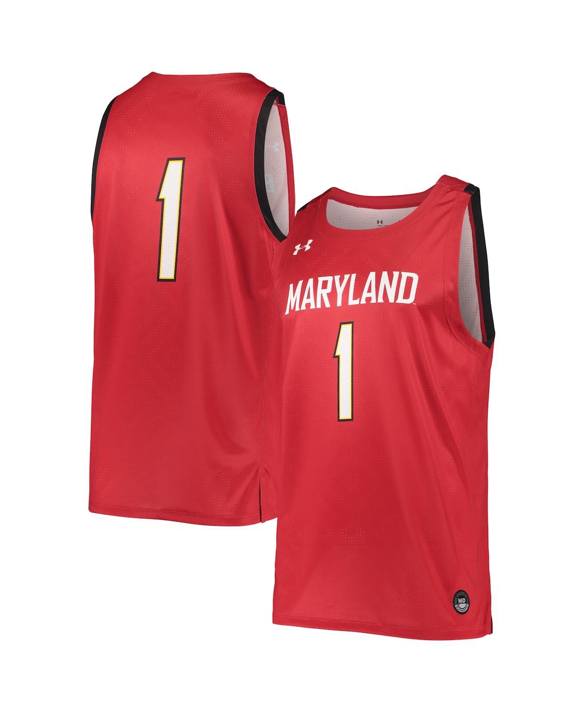 Men's Under Armour #1 Red Maryland Terrapins College Replica Basketball Jersey - Red
