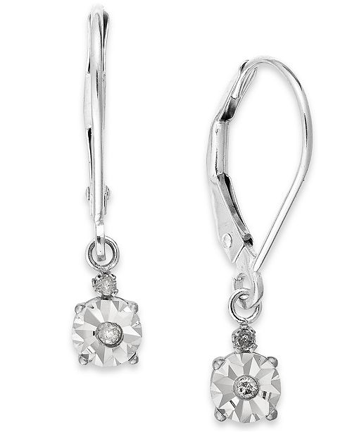 Macy's Diamond Leverback Earrings in 14k White Gold (1/10 ct. t.w