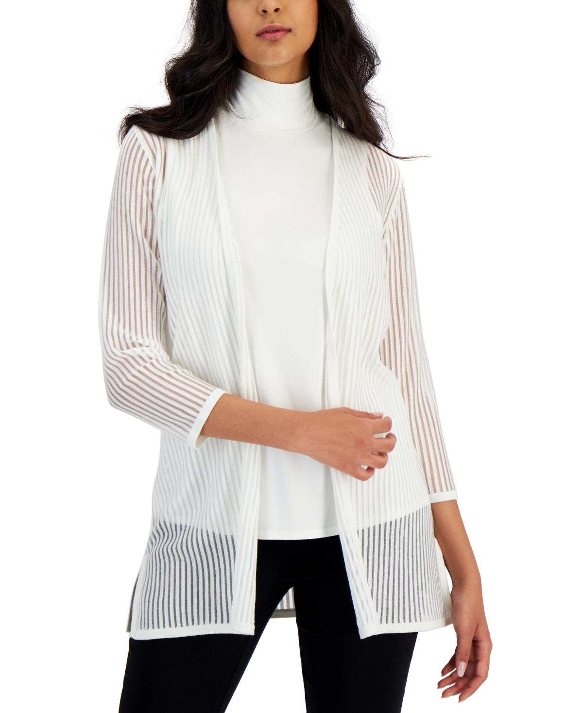 Alfani Women's Shadow-Stripe Open Cardigan, Created for Macy's