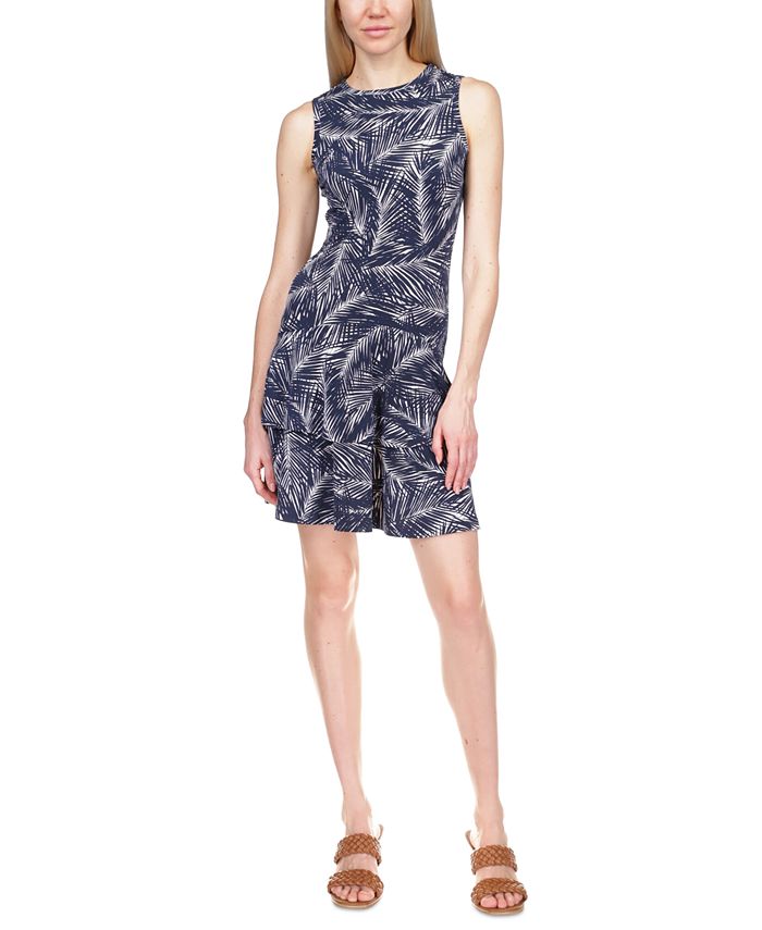 Michael Kors Women's Palm-Print Sleeveless Dress, Regular & Petite - Macy's