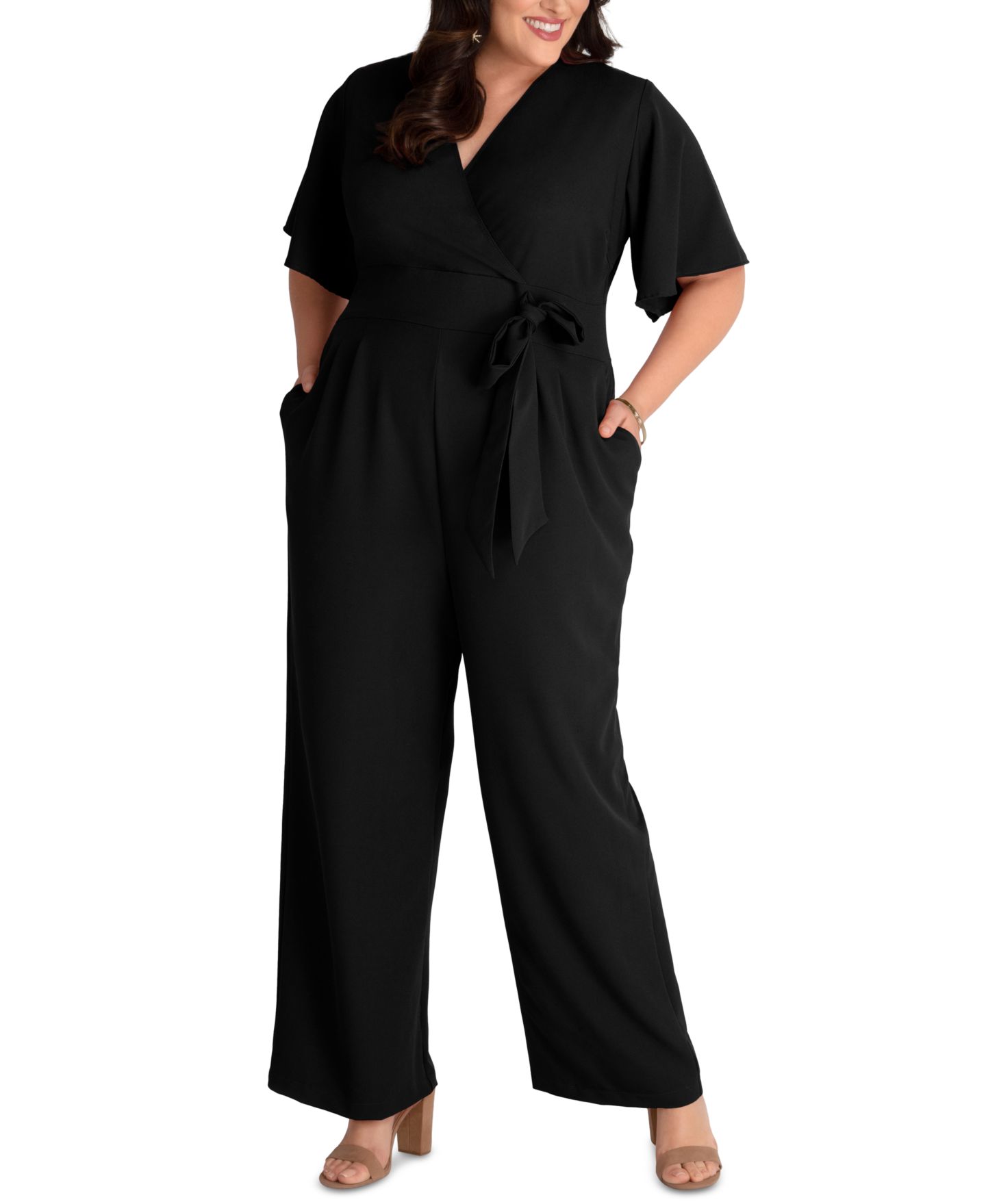 Женский комбинезон Kiyonna Plus Size Charisma Crepe Jumpsuit, цвет: Чёрный — фото 3