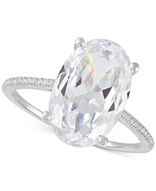 Cubic Zirconia Oval Statement Ring in Sterling Silver