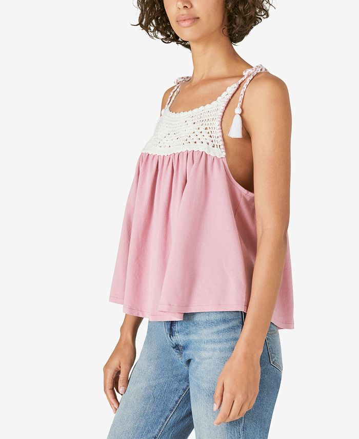 Lucky Brand CrochetTrim Sleeveless Top & Reviews Tops Women Macy's
