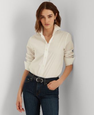 ralph lauren womens white button down shirt