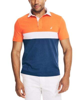 orange and blue polo shirt