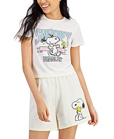 Juniors' Snoopy Cropped T-Shirt
