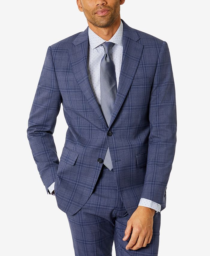 NWOT Calvin Klein Slim Fit Blue Check Plaid Blazer Sport Coat 48R 48  Regular