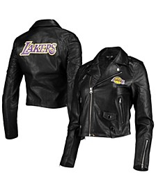 Women's Black Los Angeles Lakers Moto Full-Zip Jacket