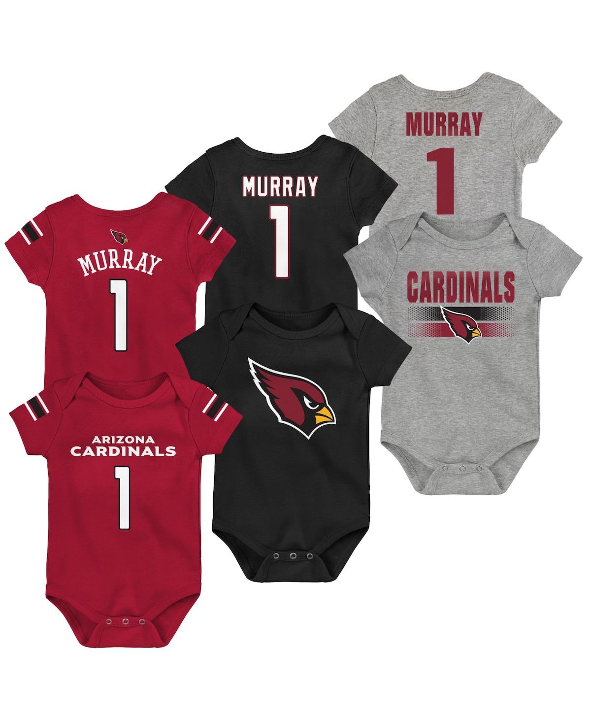Shop Outerstuff Unisex Newborn Infant Kyler Murray Cardinal And Black And Heathered Gray Arizona Cardinals Three-pac In Cardinal,black