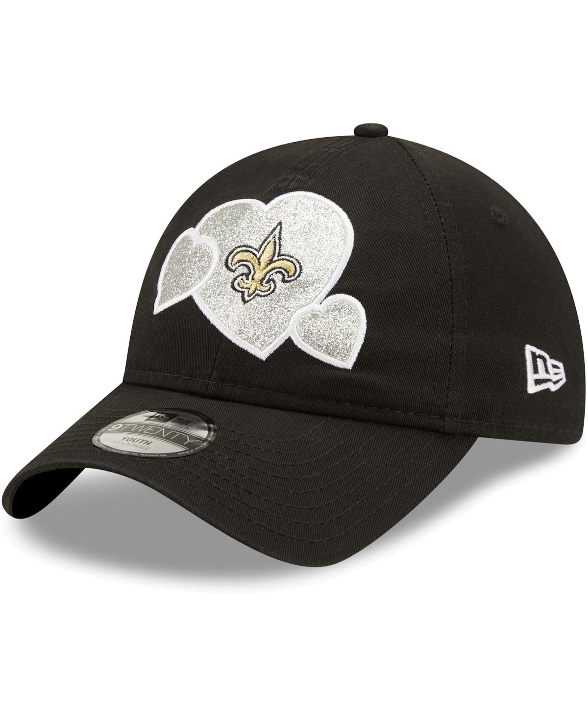 New Era Babies' Little Girls  Black New Orleans Saints Hearts 9twenty Adjustable Hat