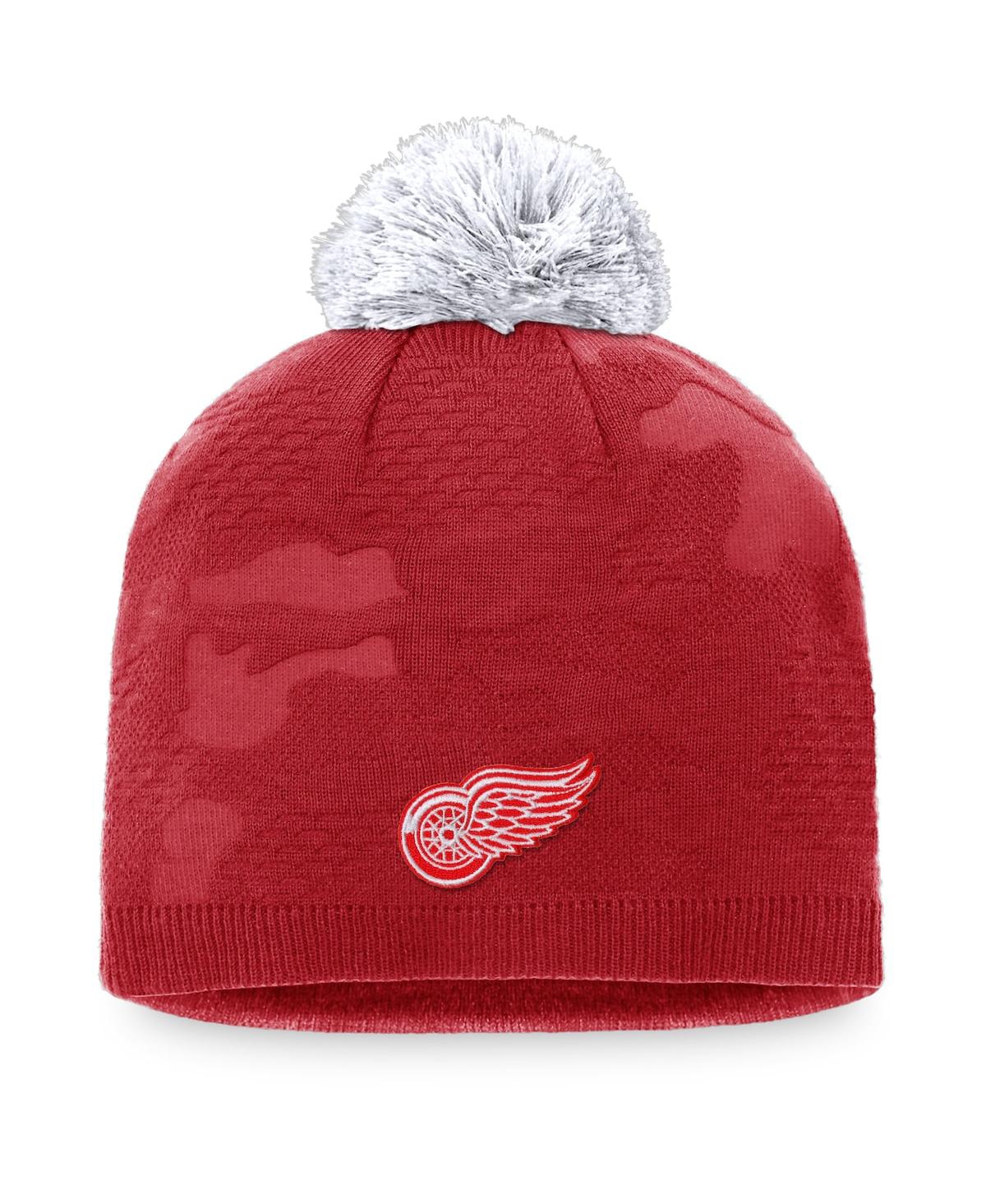 Women's Fanatics Red, White Detroit Red Wings Authentic Pro Team Locker Room Beanie with Pom - Red