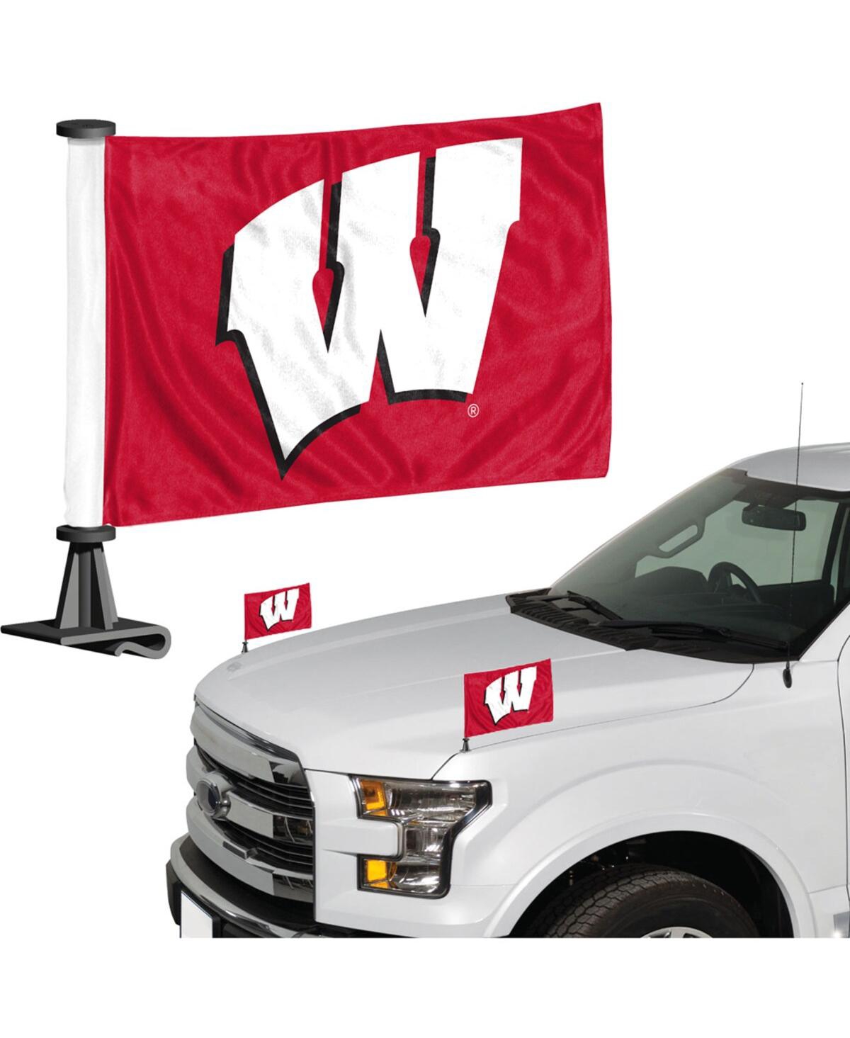Pro Mark Wisconsin Badgers Auto Ambassador Flag Set - Red