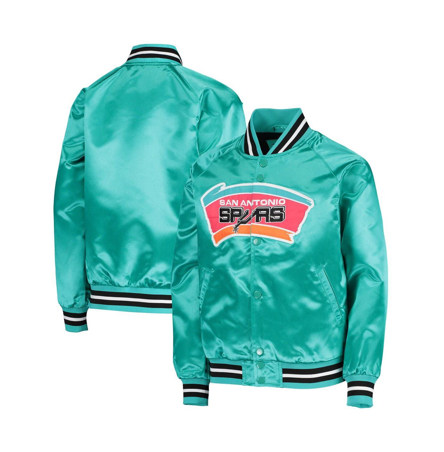 Куртка Mitchell & Ness Teal San Antonio Spurs Hardwood Classics Satin Raglan Full-Snap для мальчиков — фото 2