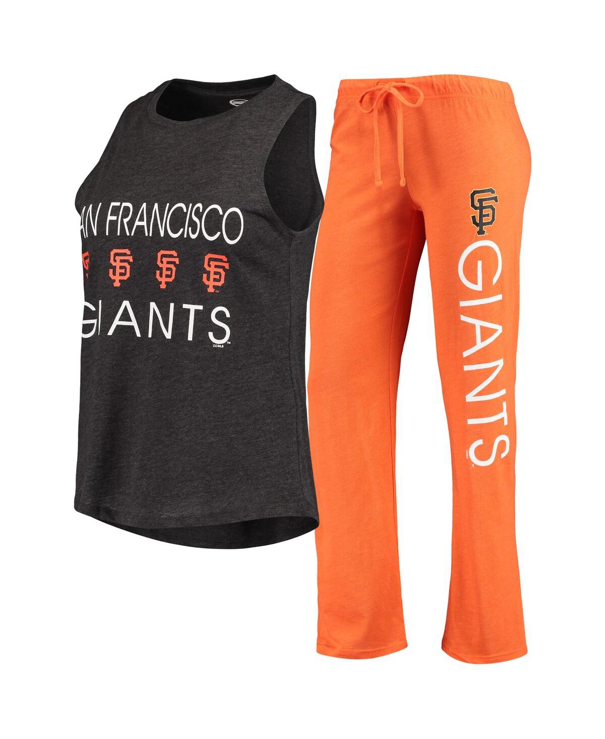 Concepts Sport Women's  Orange, Black San Francisco Giants Wordmark Meter Muscle Tank Top And Pants S In Orange,black