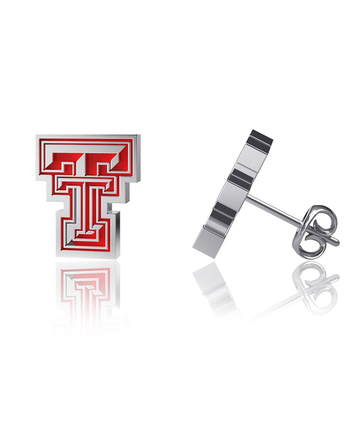Women's Dayna Designs Texas Tech Red Raiders Silver-Tone Enamel Post Earrings - Silver-Tone