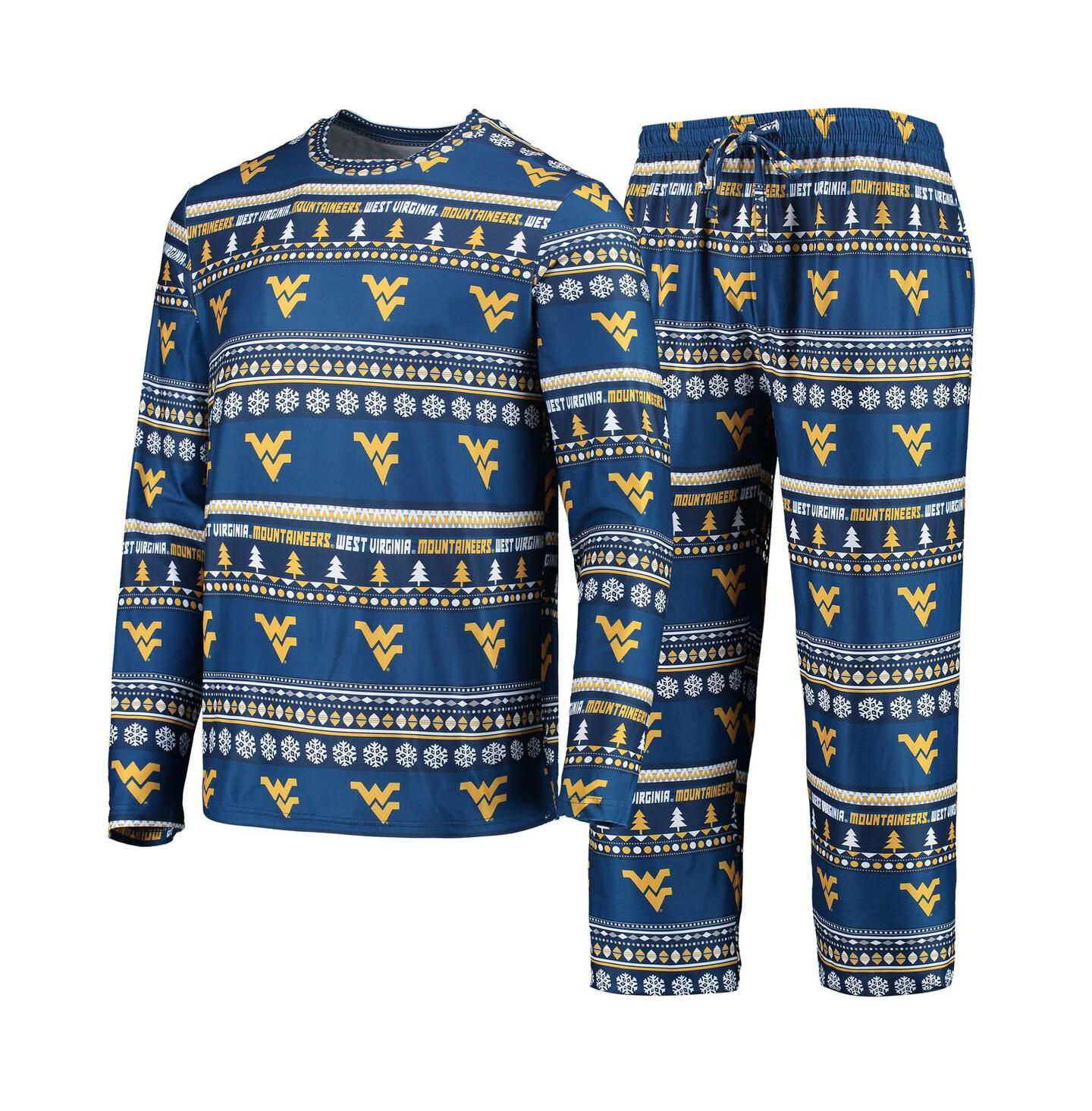 Мужская пижама Concepts Sport West Virginia Mountaineers Ugly Sweater, Navy — фото 2
