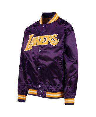 Big Boys Purple Los Angeles Lakers Hardwood Classics Satin Raglan Full-Snap Jacket