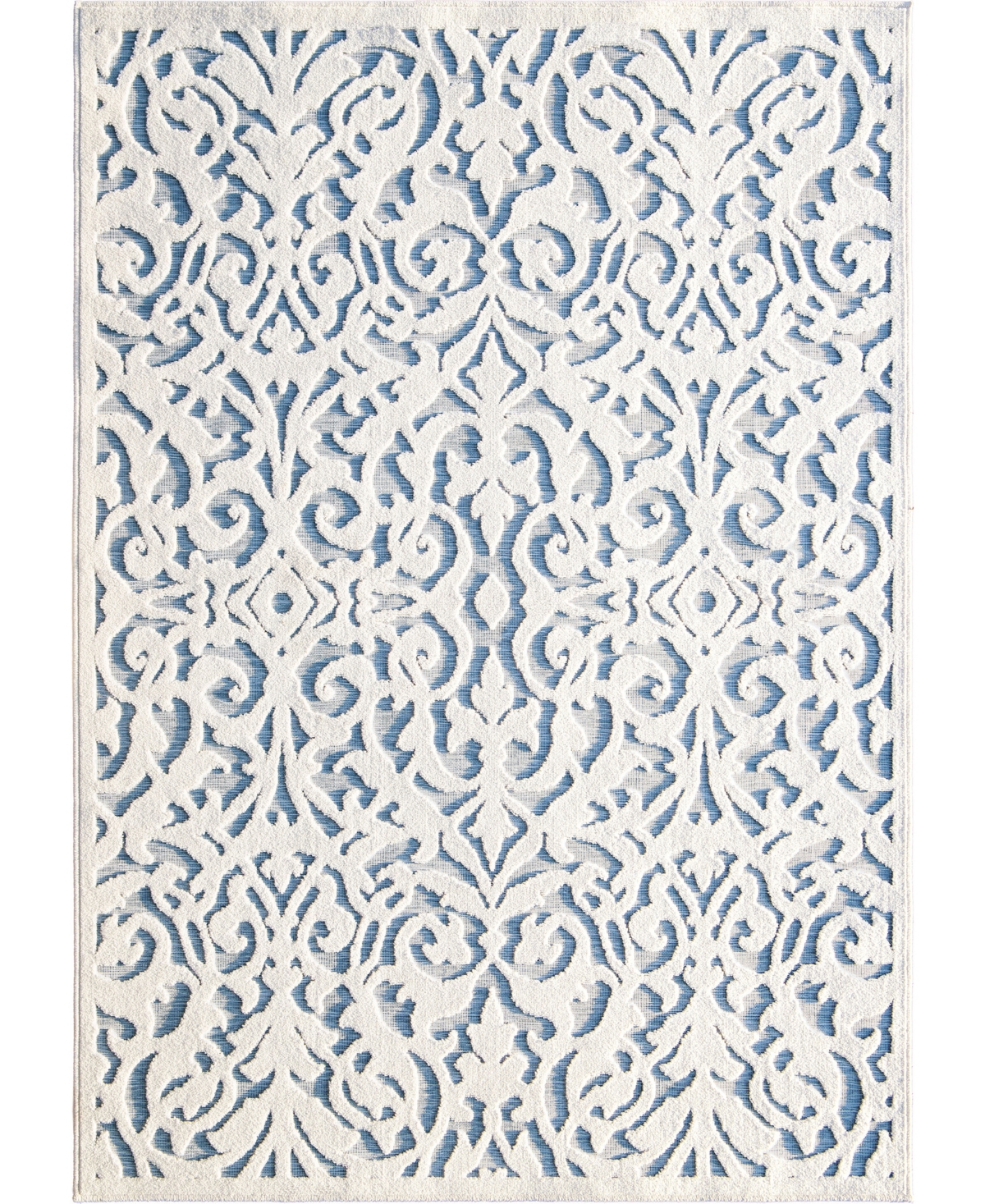My Texas House Lady Bird Damask 5'2in x 7'6in Area Rug - Ivory, Blue