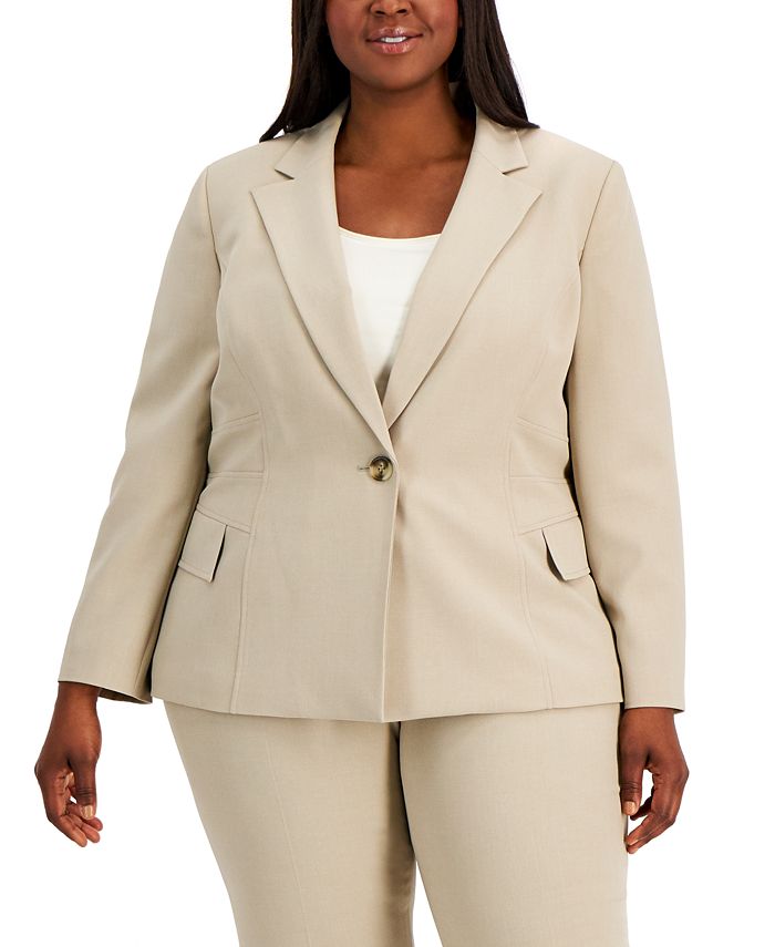 Le Suit Plus Size Multi-Seam One-Button Slim-Leg Pant Suit - Macy's