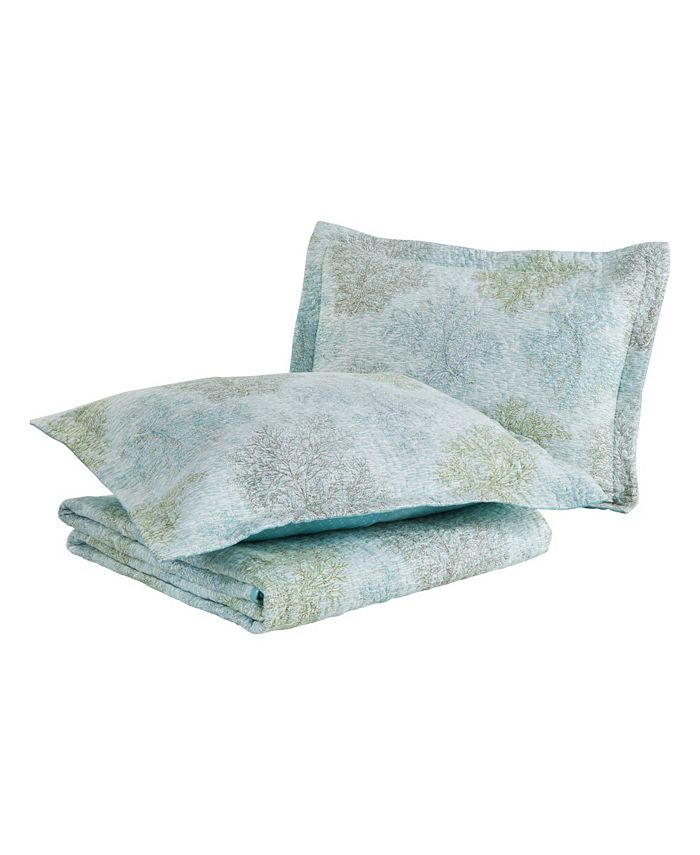 Laura Ashley Saltwater Cotton Reversible 2 Piece Quilt Set, Twin Macy's