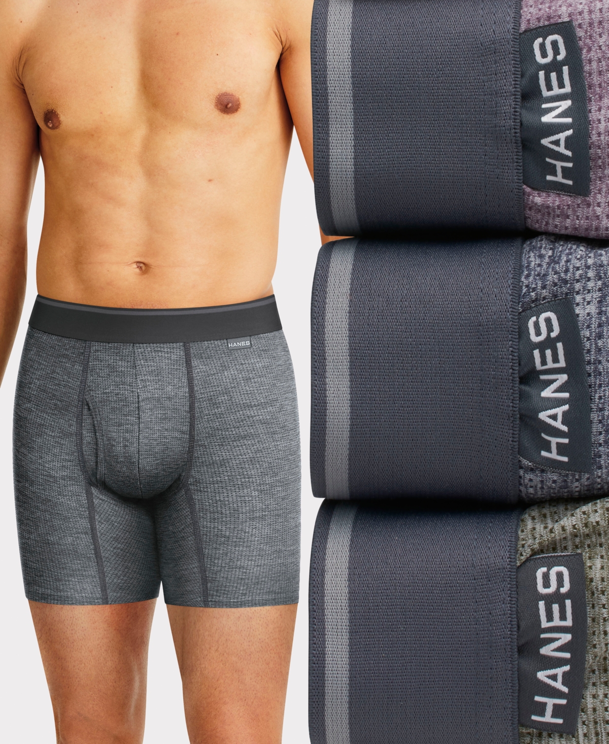 Shop Hanes Men's Ultimate 3pk. Comfortflex Stretch Boxer Briefs In Grey