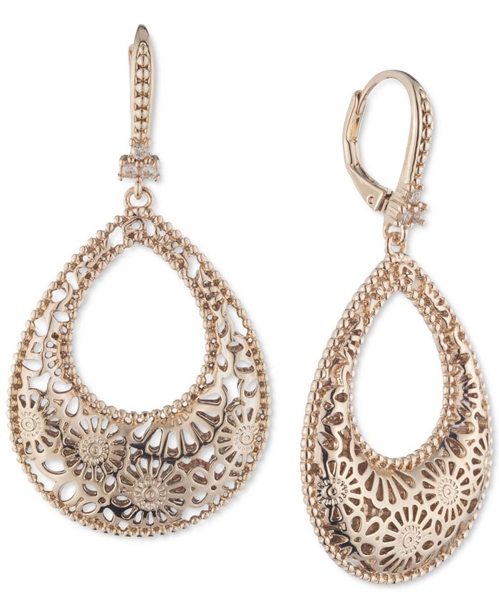 Marchesa Gold Tone Domed Open Filigree Drop Earrings Macy s