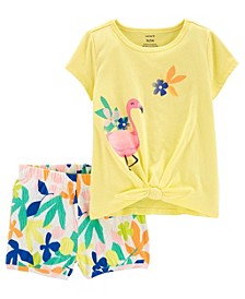 Baby Girls 2-Piece Flamingo T-shirt and Shorts Set