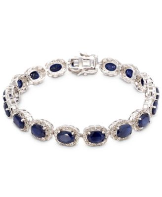 Macy's - Emerald (13-1/2 ct. t.w.) & Diamond Accent Link Bracelet in Sterling Silver (Also in Sapphire)