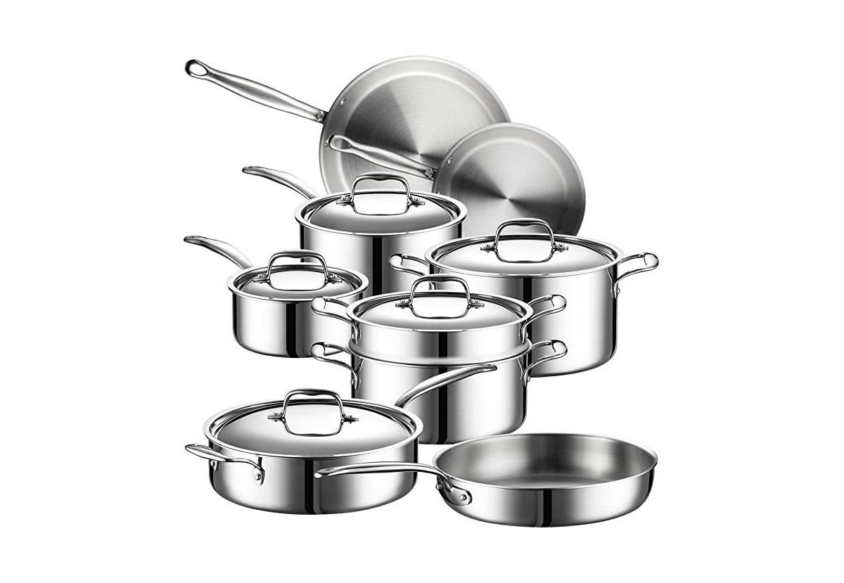Legend Cookware 5 Ply Cookware with Lids Set, 14 Piece